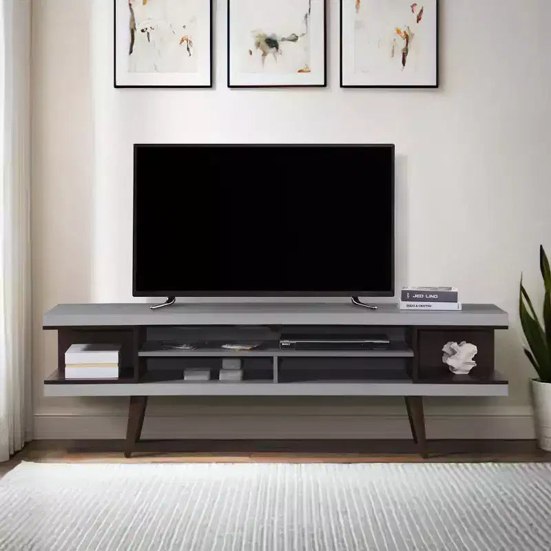 Meuble TV en bois de 180 cm avec 5 étagères de rangement – Convient aux téléviseurs jusqu'à 75"