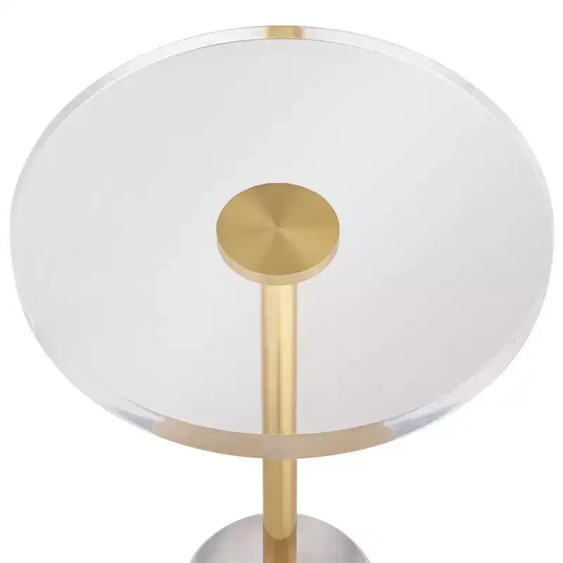 Table d'appoint ronde 14" en or et acrylique transparent – Style glamour et luxueux