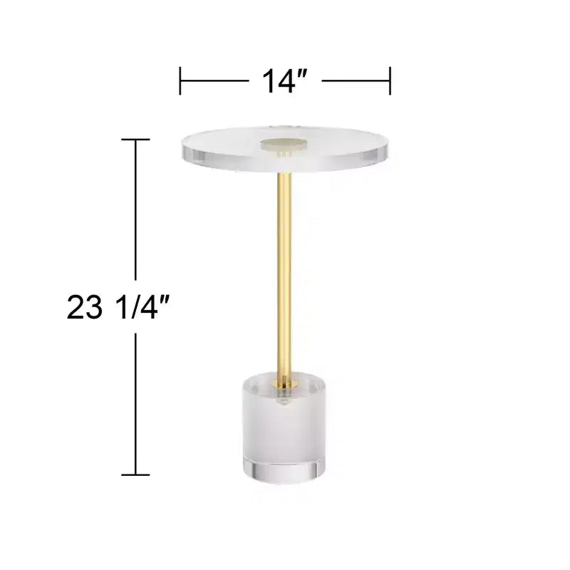 Table d'appoint ronde 14" en or et acrylique transparent – Style glamour et luxueux