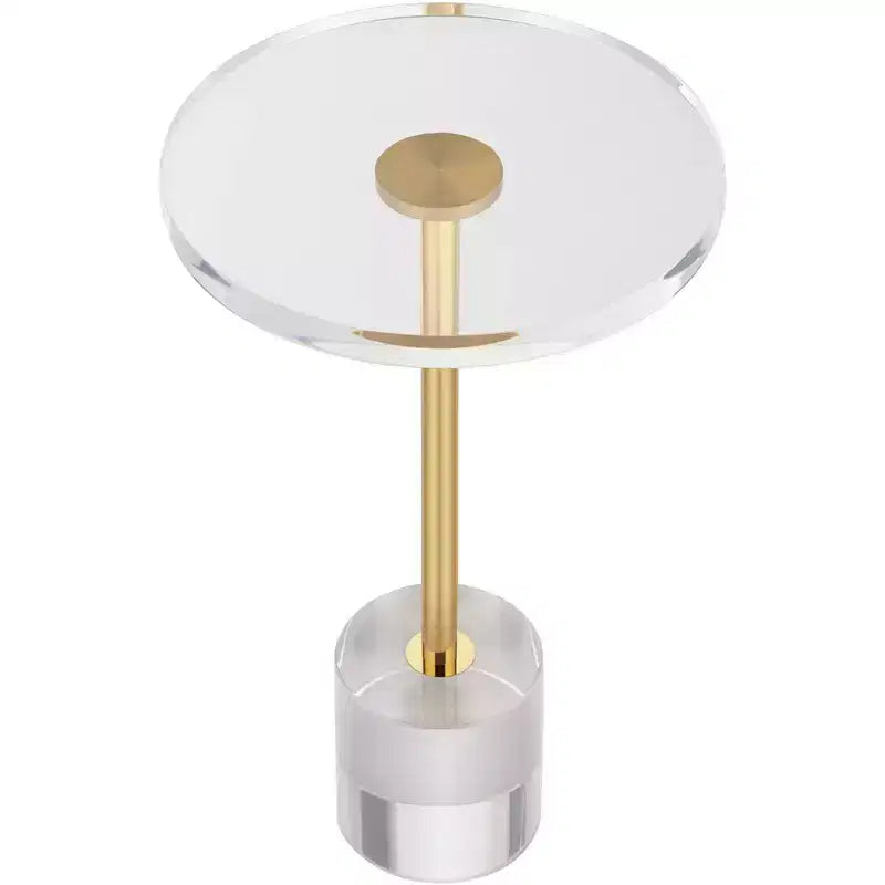 Table d'appoint ronde 14" en or et acrylique transparent – Style glamour et luxueux