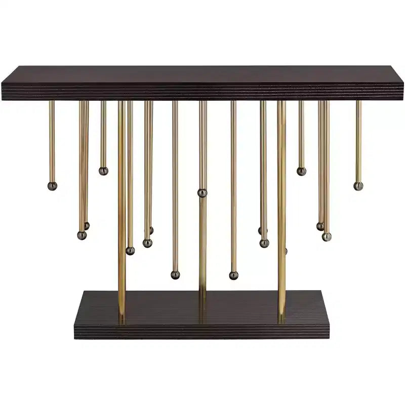Console rectangulaire moderne or 122 cm – Motif de lanières « Gouttes de pluie »