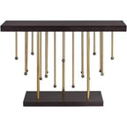 Console rectangulaire moderne or 122 cm – Motif de lanières « Gouttes de pluie »