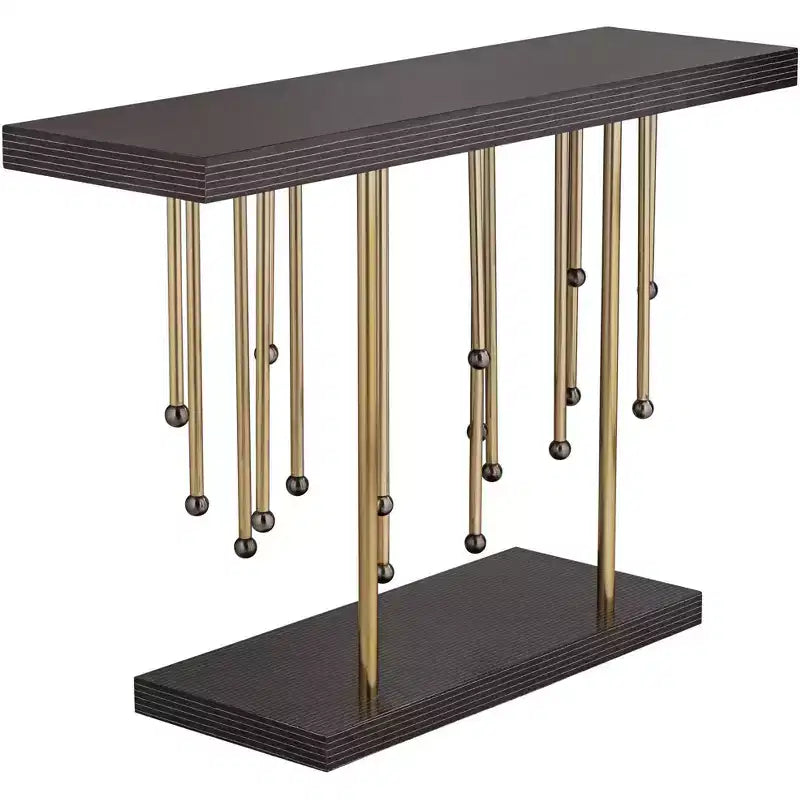 Console rectangulaire moderne or 122 cm – Motif de lanières « Gouttes de pluie »