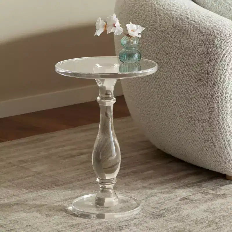 Table d'appoint piédestal en acrylique transparent 33,6 cm – Minimaliste contemporaine