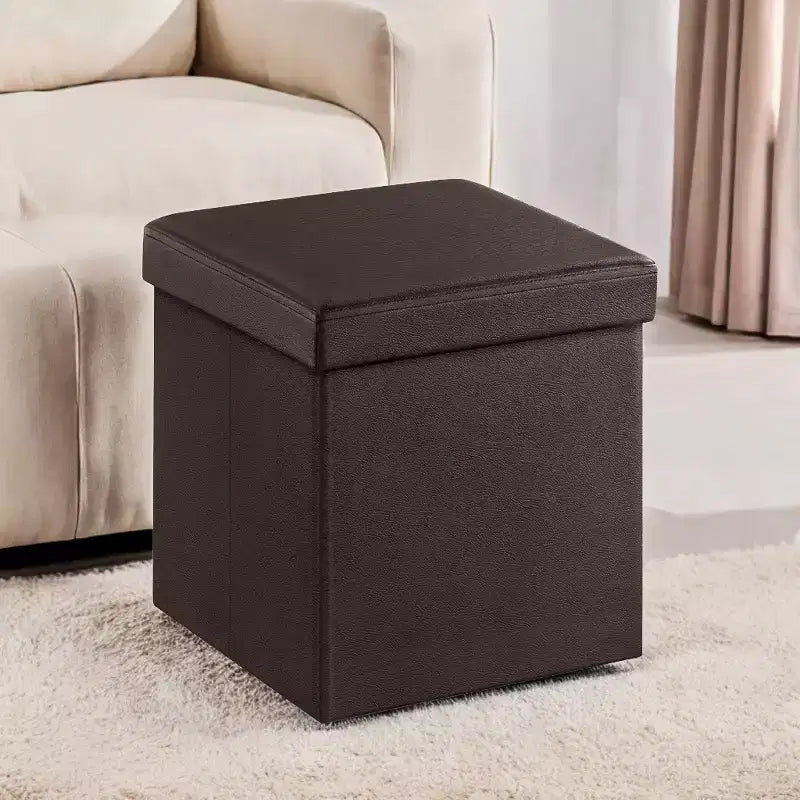15 Pouf Ottomans de Rangement, Repose-Pieds Pliant, Banc Ottoman de Rangement, Coffre de Rangement Cube Capacité de Charge 300 kg