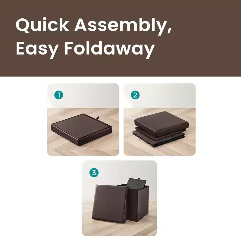 15 Pouf Ottomans de Rangement, Repose-Pieds Pliant, Banc Ottoman de Rangement, Coffre de Rangement Cube Capacité de Charge 300 kg