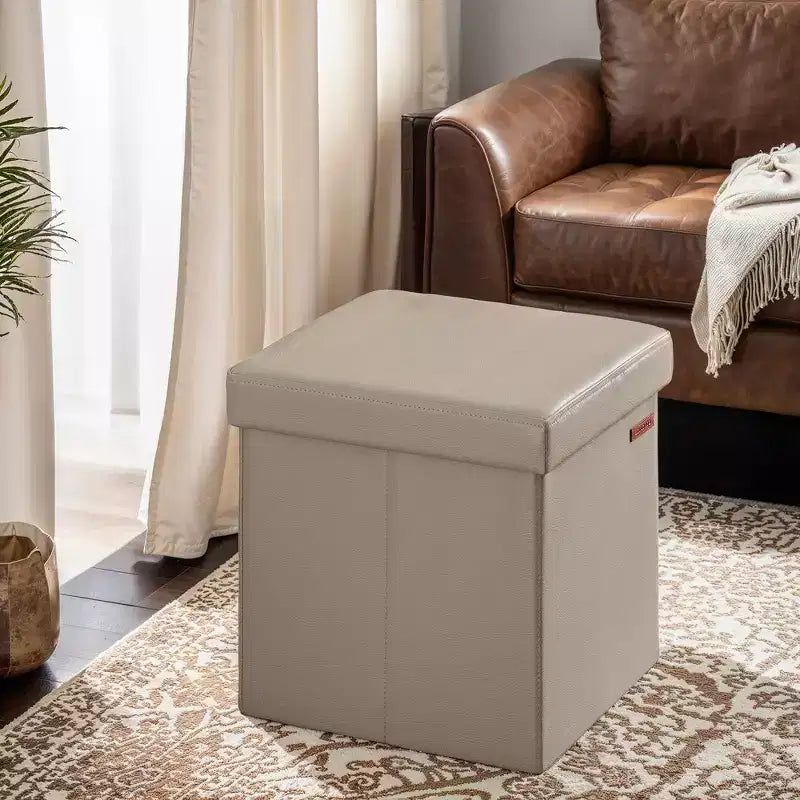 15 Pouf Ottomans de Rangement, Repose-Pieds Pliant, Banc Ottoman de Rangement, Coffre de Rangement Cube Capacité de Charge 300 kg