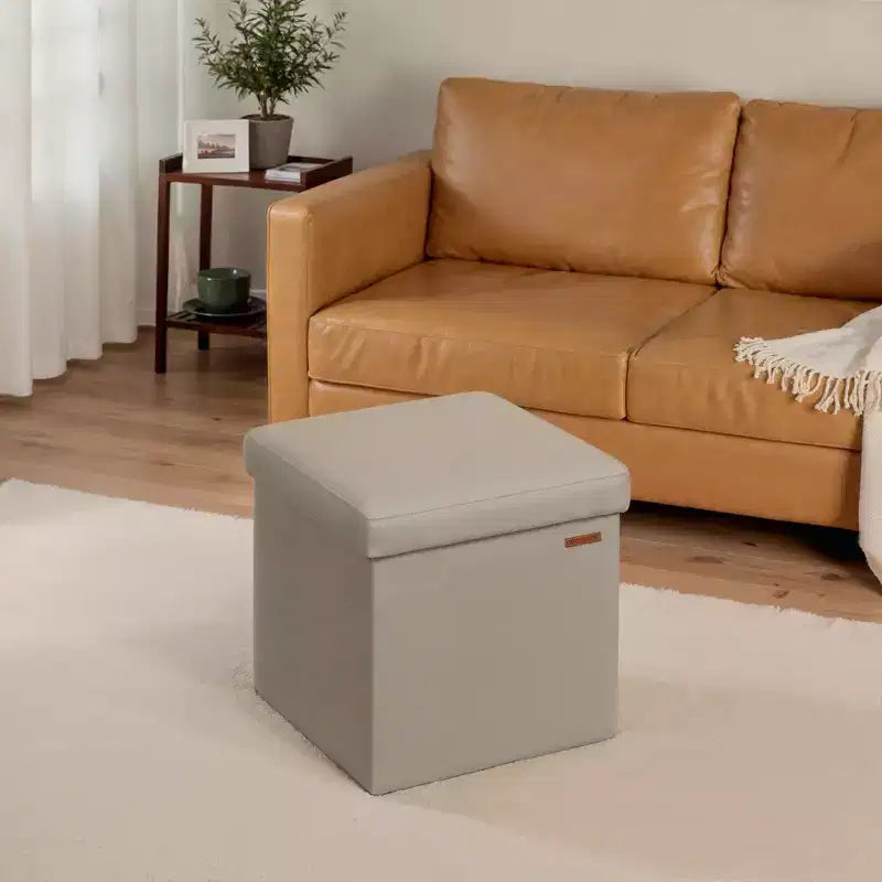15 Pouf Ottomans de Rangement, Repose-Pieds Pliant, Banc Ottoman de Rangement, Coffre de Rangement Cube Capacité de Charge 300 kg