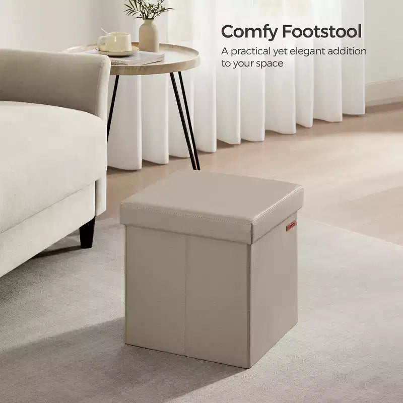 15 Pouf Ottomans de Rangement, Repose-Pieds Pliant, Banc Ottoman de Rangement, Coffre de Rangement Cube Capacité de Charge 300 kg