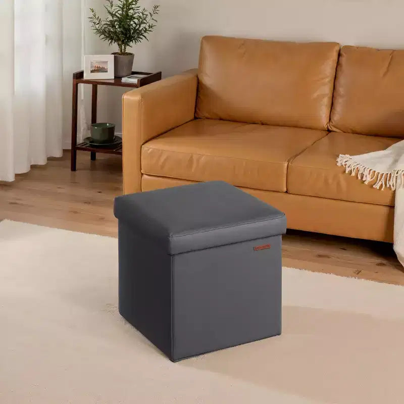 15 Pouf Ottomans de Rangement, Repose-Pieds Pliant, Banc Ottoman de Rangement, Coffre de Rangement Cube Capacité de Charge 300 kg