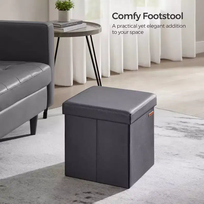 15 Pouf Ottomans de Rangement, Repose-Pieds Pliant, Banc Ottoman de Rangement, Coffre de Rangement Cube Capacité de Charge 300 kg