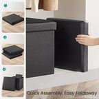 15 Pouf Ottomans de Rangement, Repose-Pieds Pliant, Banc Ottoman de Rangement, Coffre de Rangement Cube Capacité de Charge 300 kg