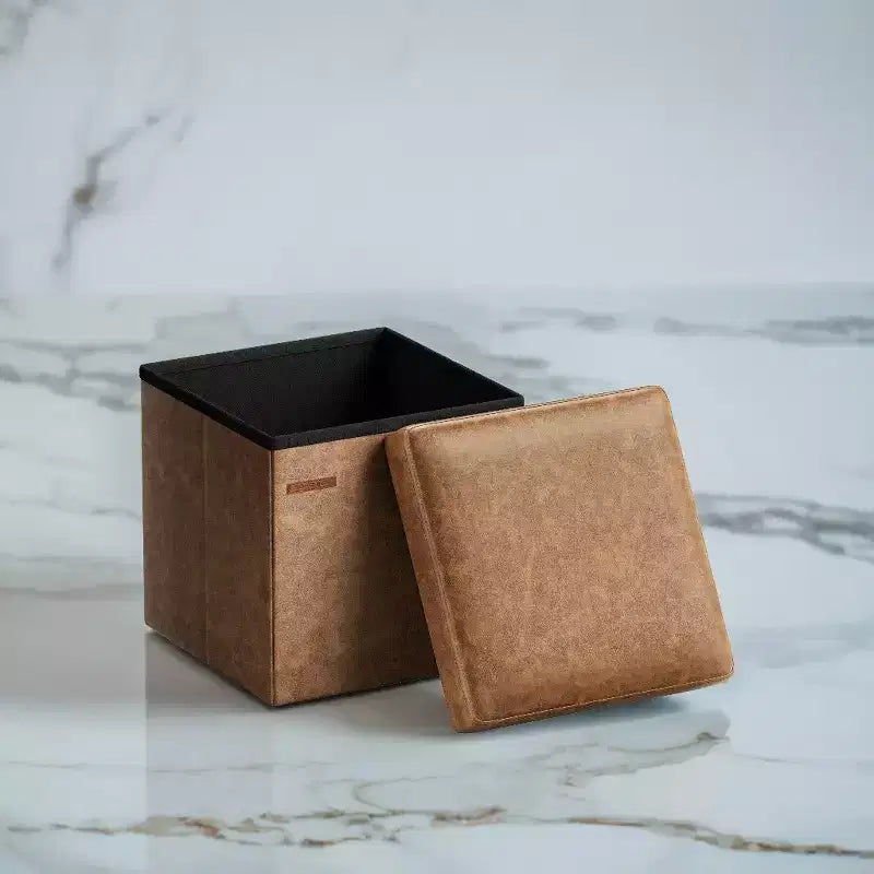 15 Pouf Ottomans de Rangement, Repose-Pieds Pliant, Banc Ottoman de Rangement, Coffre de Rangement Cube Capacité de Charge 300 kg