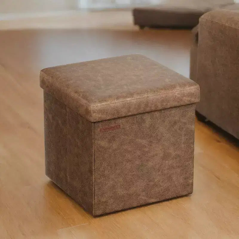15 Pouf Ottomans de Rangement, Repose-Pieds Pliant, Banc Ottoman de Rangement, Coffre de Rangement Cube Capacité de Charge 300 kg