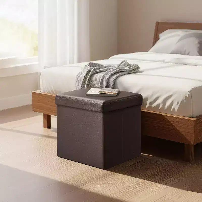 15 Pouf Ottomans de Rangement, Repose-Pieds Pliant, Banc Ottoman de Rangement, Coffre de Rangement Cube Capacité de Charge 300 kg