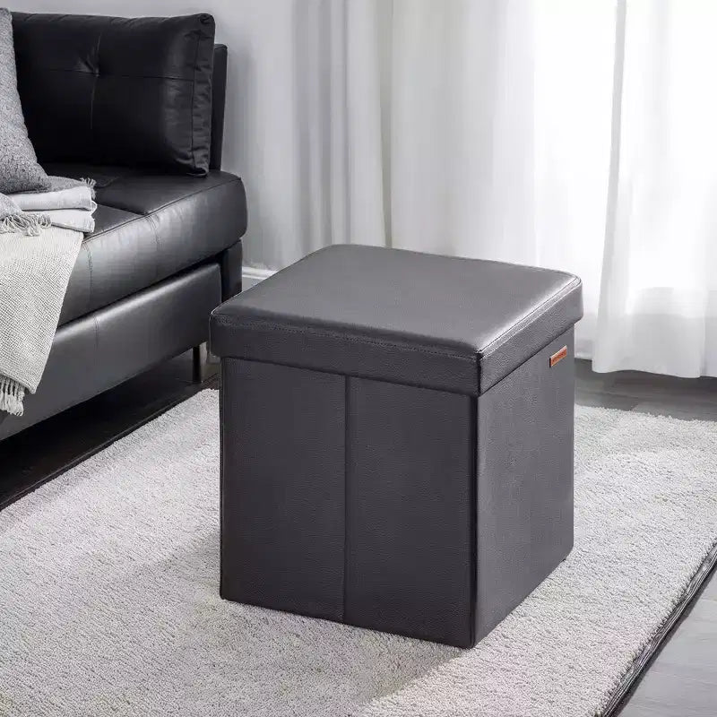 15 Pouf Ottomans de Rangement, Repose-Pieds Pliant, Banc Ottoman de Rangement, Coffre de Rangement Cube Capacité de Charge 300 kg