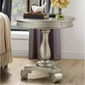Table d'appoint piédestal ronde en bois 26" – Fini champagne, pieds sculptés