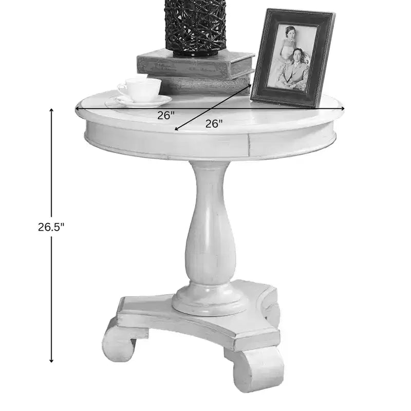 Table d'appoint piédestal ronde en bois 26" – Fini champagne, pieds sculptés