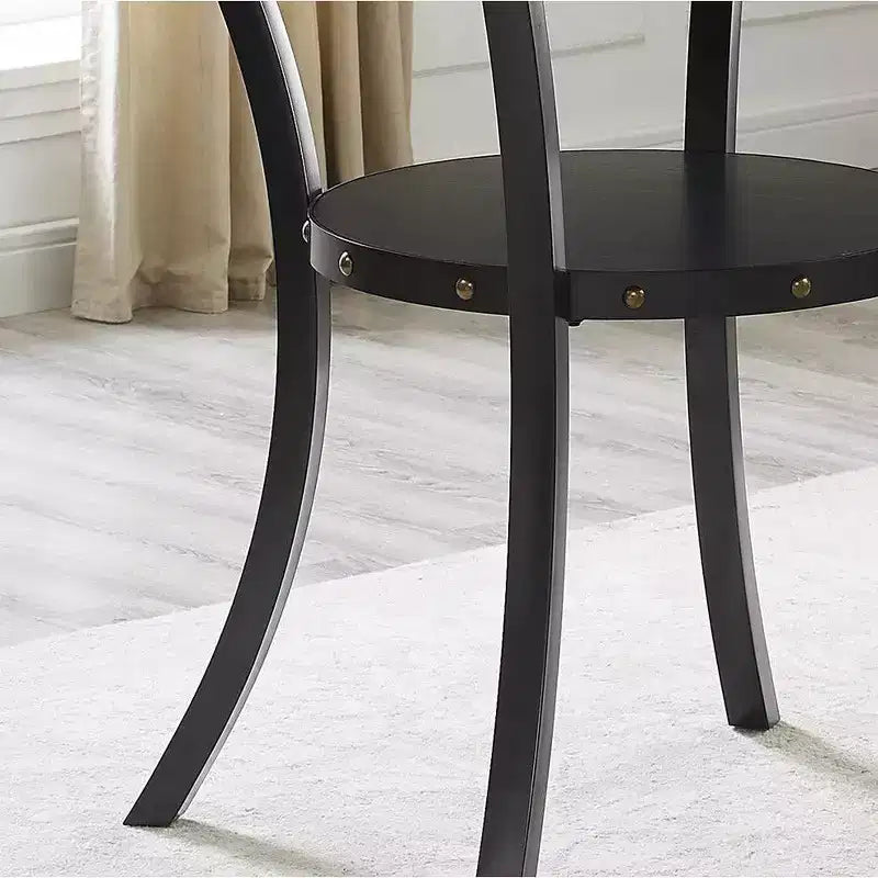 Table de salle à manger ronde à hauteur de comptoir en bois expresso avec clous décoratifs – 48 po de diamètre