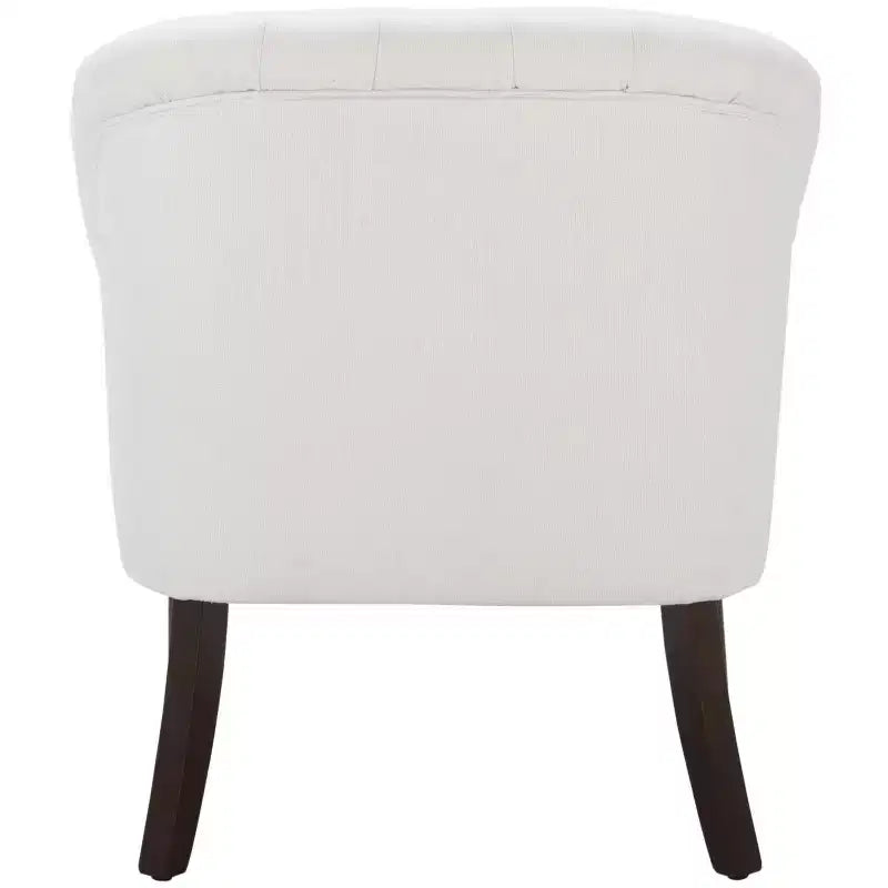 Fauteuil d'appoint blanc rembourré – Cadre en bois massif, capacité de 125 kg