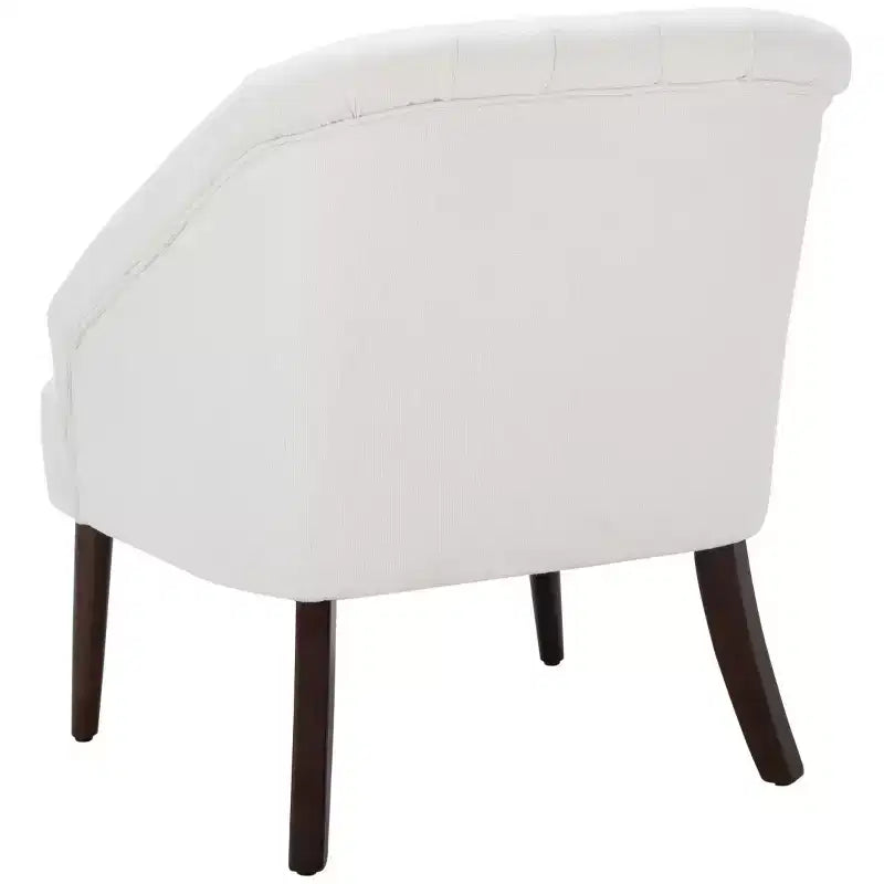 Fauteuil d'appoint blanc rembourré – Cadre en bois massif, capacité de 125 kg