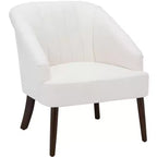 Fauteuil d'appoint blanc rembourré – Cadre en bois massif, capacité de 125 kg