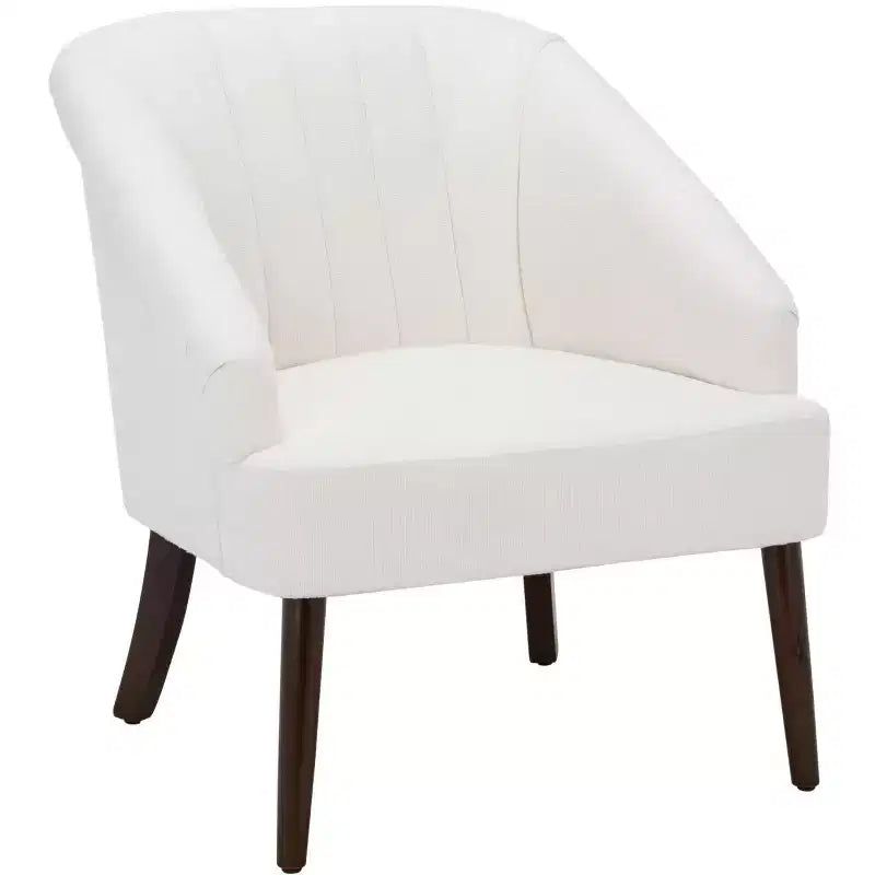 Fauteuil d'appoint blanc rembourré – Cadre en bois massif, capacité de 125 kg