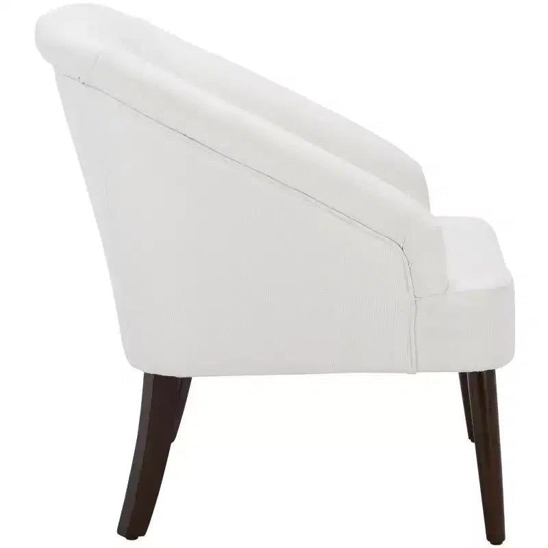 Fauteuil d'appoint blanc rembourré – Cadre en bois massif, capacité de 125 kg