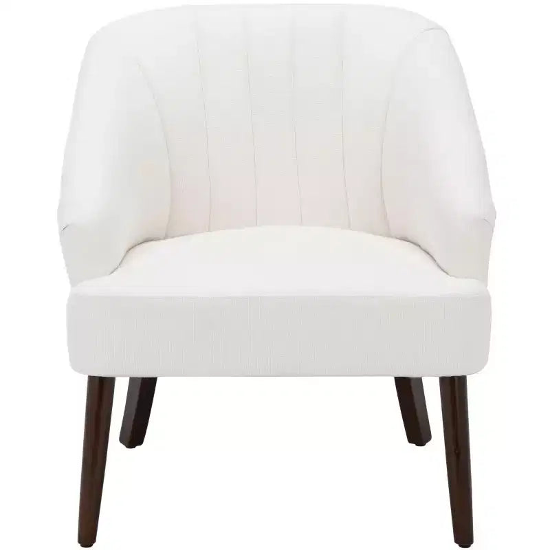 Fauteuil d'appoint blanc rembourré – Cadre en bois massif, capacité de 125 kg