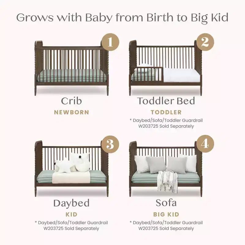 Lit de bébé convertible 4-en-1 – Pin massif, GREENGUARD Gold