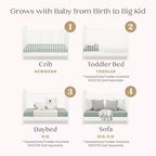 Lit de bébé convertible 4-en-1 – Pin massif, GREENGUARD Gold
