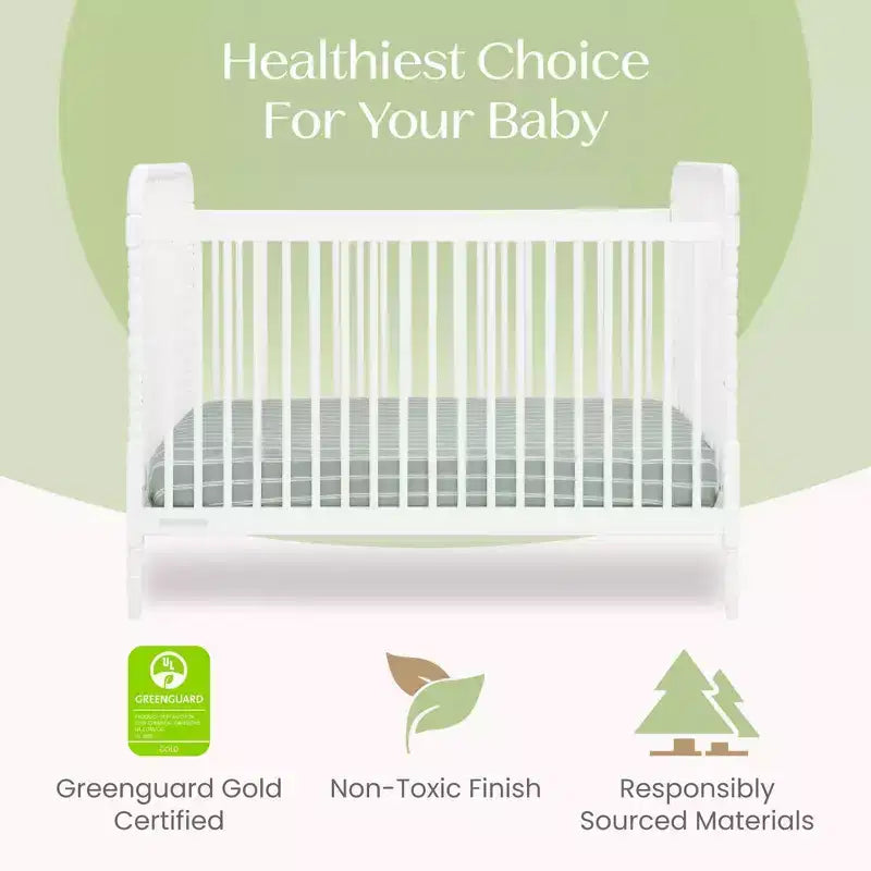 Lit de bébé convertible 4-en-1 – Pin massif, GREENGUARD Gold