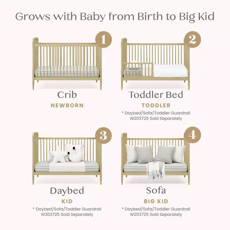 Lit de bébé convertible 4-en-1 – Pin massif, GREENGUARD Gold