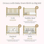 Lit de bébé convertible 4-en-1 – Pin massif, GREENGUARD Gold