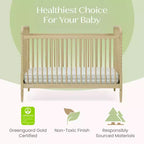 Lit de bébé convertible 4-en-1 – Pin massif, GREENGUARD Gold